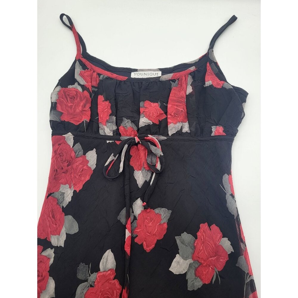 VTG Y2k 90s Red Roses Black Whimsigoth Fairy Coquette Dress Younique Empire SZ M - Picture 9 of 10
